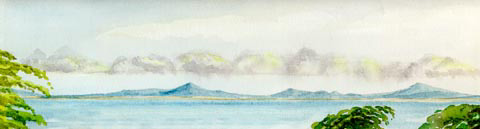 watercolour of Cardigan bay